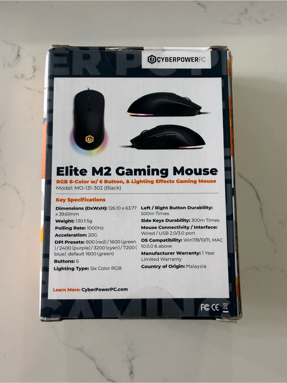 Elite M2 Gaming Mouse — Black with RGB Lighting